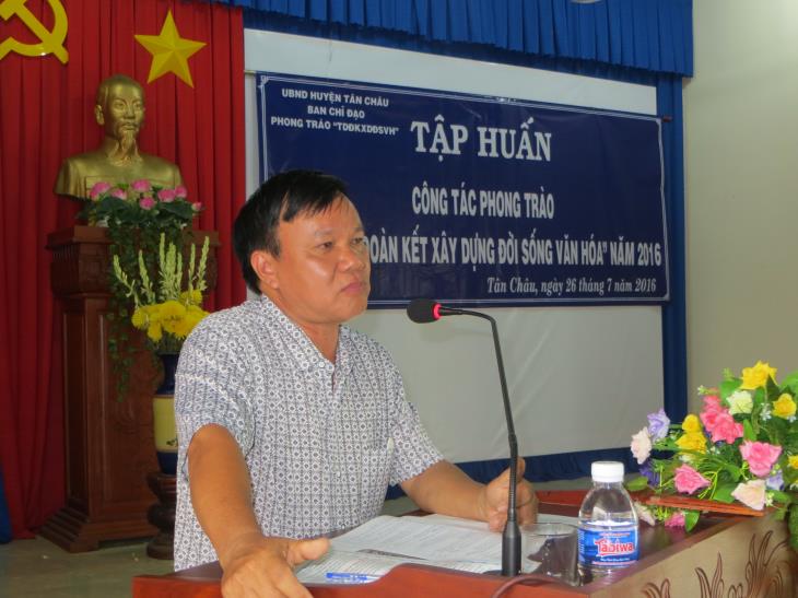 Huyện Tân Châu tập huấn công tác phong trào “Toàn dân đoàn kết xây dựng đời sống văn hóa” năm 2016
